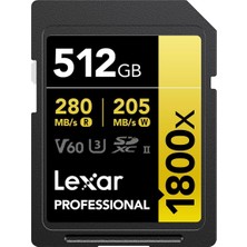 Serisi Profesyonel 1800X 512GB Sdxc Uhs-Iı U3 Hafıza Kartı