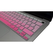 MacBook Air 13 Inç Rusça Klavye Koruyucu – Iso Avrupa (Ters L Enter) – Ince Silikon – A1932 A2179 A2337 (M1) Pembe