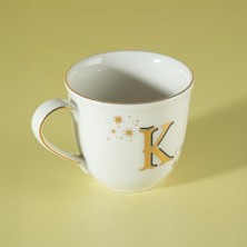 Chique Harfli K Porselen Kupa Altın Detaylı Renkli 300ML