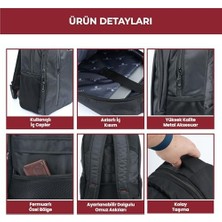 15.6 Inç Laptop Sırt Çantası, 7 Bölmeli Su Geçirmez Darbe Korumalı Notebook ve Bilgisayar Taşıma Çantası