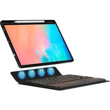 - Galaxy Tab S10 Fe Border Keyboard Bluetooh Bağlantılı Standlı Klavyeli Tablet Kılıfı - Siyah