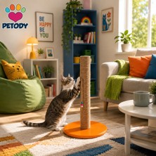 Petody Tangerine – Doğal Ahşap 60 cm  Kedi Tırmalama Direği (Jüt İp)
