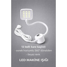 Aura Online Dikiş Makinesi led lamba - Mıknatıslı Spiralli - 12 Led'li Kare Lamba - Esnek Boyunlu - Parlak Işık Auraonline