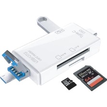 6 In 1 Kart Okuyucu Adaptör, Çoklu Usb, Otg, Sd Kart, Okuyucu, Yd-40 (Yd-40 Beyaz)