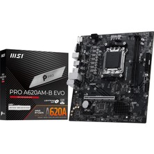 Msı MB Pro A620AM-B Evo Am5 Ddr5 6800MHZ(OC) Argb HDMI VGA M.2 Usb3.2 Jargb_v2 Matx