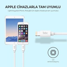 Bix BX-IP01UC Type-C To Lightning 3A Hızlı Şarj ve Data Transfer Kablosu Beyaz 1 Metre