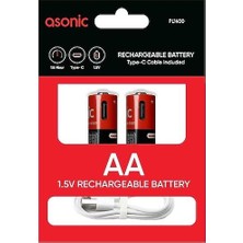 PL1400, Aaa, Şarjlı Pil, 1.5VOLT, 400MAH/750MWH, Type-C ile Kolay Şarj, 2 Li Paket