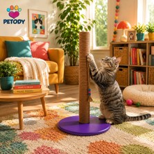 Petody Orchid –  Doğal Ahşap 60 cm  Kedi Tırmalama Direği (Jüt İp)
