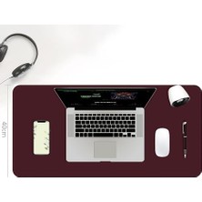 Çift Renk Dikişli Pu Deri Masa Matı 80X40 cm Mousepad, Su Geçirmez Masa Sümeni, Çift Taraflı Kullanım, Dizüstü Bilgisayar/ofis/ev Için, Kaymaz Taban (Bordo ve Indigo Mavisi)