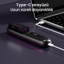 Şarjlı Taşınabilir Iyonik Saç Düzleştirici Fön Tarağı – Elektrikli Isıtmalı Tarak Saç Şekillendirici ve Hacimlendirici (Beyaz)