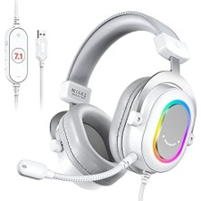 Fifine Ampligame H6W Beyaz Mikrofonlu Oyuncu Kulaklığı Bilgisayar ve Yayıncı Kulaklık