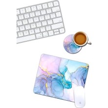 Mermer Desenli Mouse Pad ve Bardak Altlığı Set
