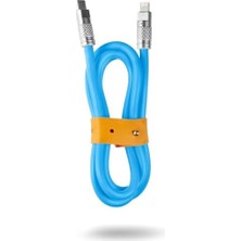 Usb-C Lightning Şarj Kablosu, Ayarlanabilir Uzunluk, Metalik Başlık, Geliştirilmiş Dayanıklılık ve Estetik, Şarj Kablosu (Mavi)