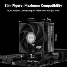 Pccooler Cps RT500 Digital Bk Cpu Hava Soğutucu, Dijital Ekranlı, 245W Tdp, 5×6mm Isı Borusu, 120MM Fdb Fan, Amd Am4/am5 & Intel LGA115X/1200/1700/1851 Uyumlu