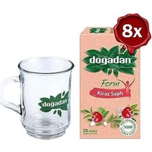 Form Çay Kiraz Saplı 20'li x 8 ve Doğadan Cam Bardak Hediyeli