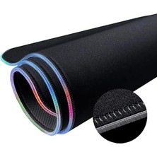 Raptor 90X40CM Mikrofiber Yüzey/kaydırmaz Kauçuk Zemin 360° Rgb Dikişli Xxl Mousepad - Siyah