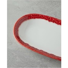 Larry Porselen Kayık Tabak 24 cm Kırmızı