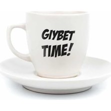 Gıybet Time! Krem Türk Kahvesi Fincanı - Hediye Seramik Türk Kahvesi Fincanı