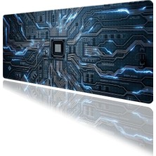 Chip Elektronik Kart Temalı Oyun Gaming Klavye Mouse Pad Masa Matı 70X30CM Kaymaz Kauçuk Taban Dikişli Kenar