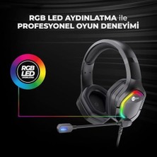 HT403 USB Kablolu Rgb LED Aydınlatmalı Çıkartılabilir Mikrofonlu Kulak Üstü Gaming - Ayarlanabilir Kafa Bandı, Konforlu Kulak Yastıkları, 50MM Ses Sürücüsü, Gaming Kulaklık Siyah