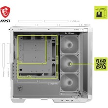Msı Mag Pano M100R Pz Whıte Temperli Cam 3X120MM 1X120MM Argb Fan Matx Beyaz Panoramik Gaming Bilgisayar Kasası