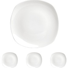04A+P014855 Square Yemek Tabağı, Porselen 4lü Paket
