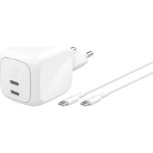 Smartprotect 2 Portlu Usb-C Şarj Cihazı 67 W, Çift Portlu Gan Şarj Cihazı, 2 M Usb-C Kablo Dahildir, Macbook, 17, iPad Pro, Chromebook, Galaxy S25 Ultra, 10 Için Hızlı Şarj, Beyaz