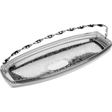 Anne Ingiliz Gümüşü Saplı Oval Kurabiyelik 40 x 15 cm