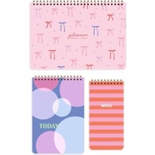 Haftalık ve Günlük 3’lü Masaüstü Süresiz Planlayıcı Set - Kurdele