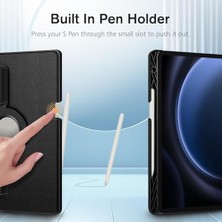 Galaxy Tablet Kılıfı Yatay ve Dikey Standlı 360 Derece Döner Tablet Kılıfı (Siyah, Galaxy Tab S9 Fe)