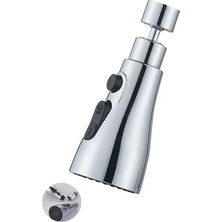 3 Fonksiyonlu Mutfak Musluk Başlığı, 360 Derece Döner, Su Tasarruflu, Gümüş, Paslanmaz Çelik, 22MM Dişli Borulara Uyumlu (Krom)