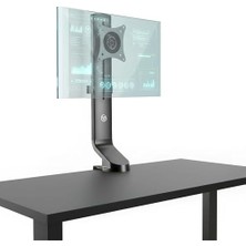 Npo STD2101B 17"-32" Ergonomik Yükseklik Ayarlı Tek Monitör Standı, 8kg Taşıma Kapasitesi, Vesa, 360° Pivot (Dikey Kullanım), Kablo Yönetimli
