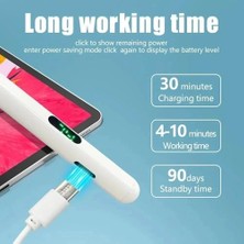 Dokunmatik Stylus Kalem LED Göstergeli Manyetik Gövdeli Type-C Şarjlı Hassas Uçlu Çizim ve Not Alma Kalemi Tüm Touchscreen Cihazlarla iPad ile Uyumlu | ZR61 (Siyah)