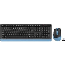 A4 Tech FG1035 Q Türkçe Fn-Multiedya Klavye+ Optik Mouse Kablosuz Klavye Mouse Set (Siyah-Mavi)