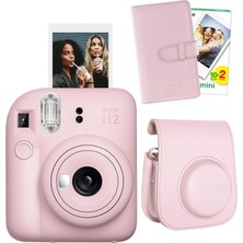 Mini 12 Pembe Fotoğraf Makinesi-20'li Film-Laporta Albüm ve Deri Kılıf Seti
