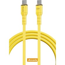 Azeada Linshion Serisi 60W Type-C To Type-C Hızlı Şarj ve Data Kablosu 1m Sarı AZ-B07AS (Sarı - Silikonlu, Type-C To Type-C)