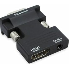 4499 Ses Destekli HDMI To VGA Monitör Çevirici Dönüştürücü Adaptör
