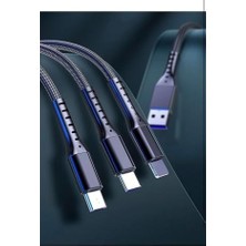 Pd 100W Destekli 5'i 1 Arada Naylon Örgülü Kablo, Çoklu Şarj Kablosu USB A/c Tipi C/, Ipad, Macbook, Galaxy ile Uyumlu (Gri-Beyaz)