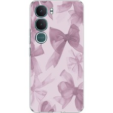 TechTree Vivo Y31 5g Uyumlu Menekşe Tonlu Fiyonk Baskılı Silikon Kılıf