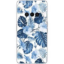TechTree Nothing Phone (3A) Uyumlu Mavi Yaprak ve Çiçek Desenli Baskılı Silikon Kılıf