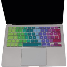 MacBook Air Klavye Koruyucu Ultra Ince Uyumlu Türkçe Q Baskılı Uk-Ters L- Enter Tipi Air M1 13INÇ A2337,A2179 Id Için, Kaymaz Yıkanabilir Pembe Yeşil
