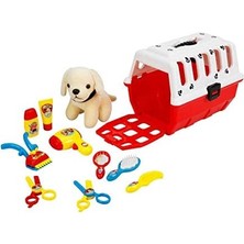 Sun-Rst-Oyun Set My Pet Peluş Köpek Kuaför Çantalı Kırmızı