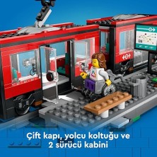 City Şehir Merkezi Tramvay Istasyonu 60423-7 Yaş ve Üzeri Kız ve Erkek Çocuklar Için 6 Minifigür ve 1 Yardımcı Köpek Figürü Içeren Araç Yapım Seti, Doğum Günü Hediyesi Fikri (811 Parça)