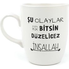 Palto Tasarım Şu Olaylar Bir Bitsin Düzelicez Inşallah Krem Oval Kupa - Hediye Seramik Kupa