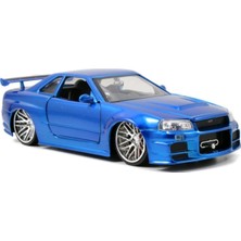 Jada Toys & Furious Fits Skyline Gt-R (R34) Die-Cast Car, 1:24 Scale Blue