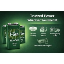 Ecocell Çinko Karbon 9V (6F22) 9 Volt Pil 10'lu Paket