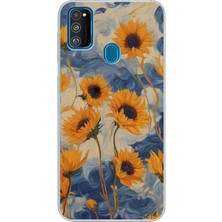 TechTree Samsung Galaxy M30S/M21 Uyumlu Yıldızlı Ayçiçekleri Baskılı Silikon Kılıf
