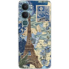 TechTree Vivo Y31 5g Uyumlu Paris ve Eyfel Kulesi Baskılı Silikon Kılıf