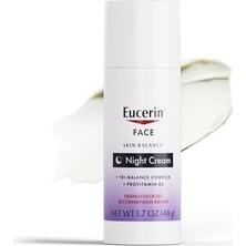 Eucerin Cilt Dengesi Gece Kremi, Tri-Balance Kompleksi ile Zenginleştirilmiş Hassas Cilt Yüz Nemlendirici, 1.7oz Şişe