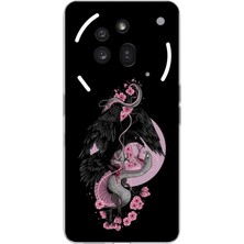 TechTree Nothing Phone (3A) Pro Uyumlu Pembe Siyah Yılan Baskılı Silikon Kılıf